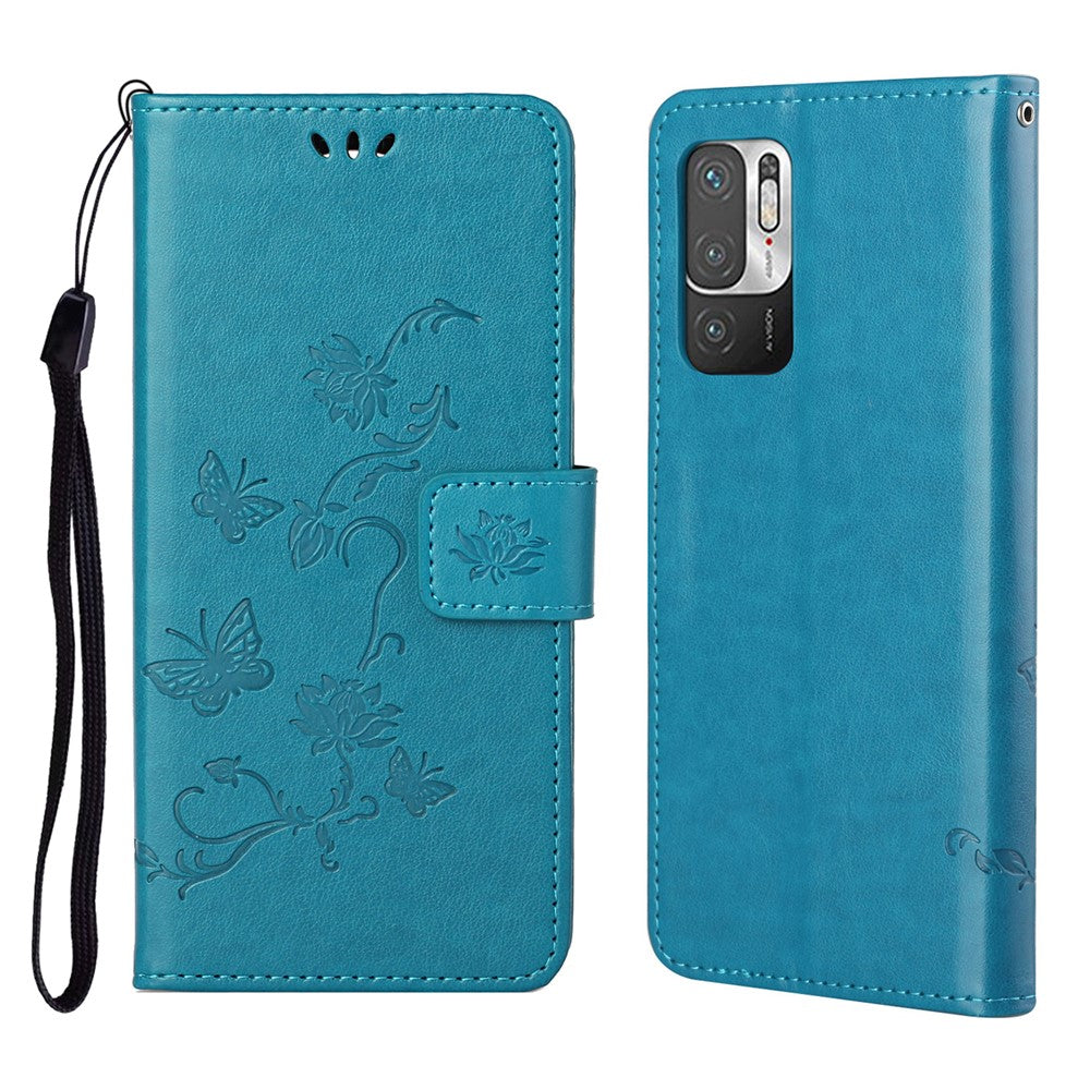 Imprint Butterfly Flower Leather Wallet Stand Case Cover for Xiaomi Redmi Note 10 5G/Poco M3 Pro 5G/4G
