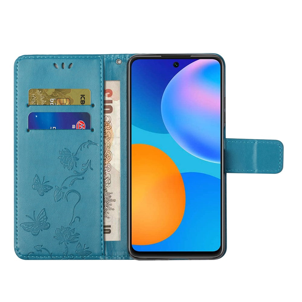Imprint Butterfly Flower Leather Wallet Stand Case Cover for Xiaomi Redmi Note 10 5G/Poco M3 Pro 5G/4G