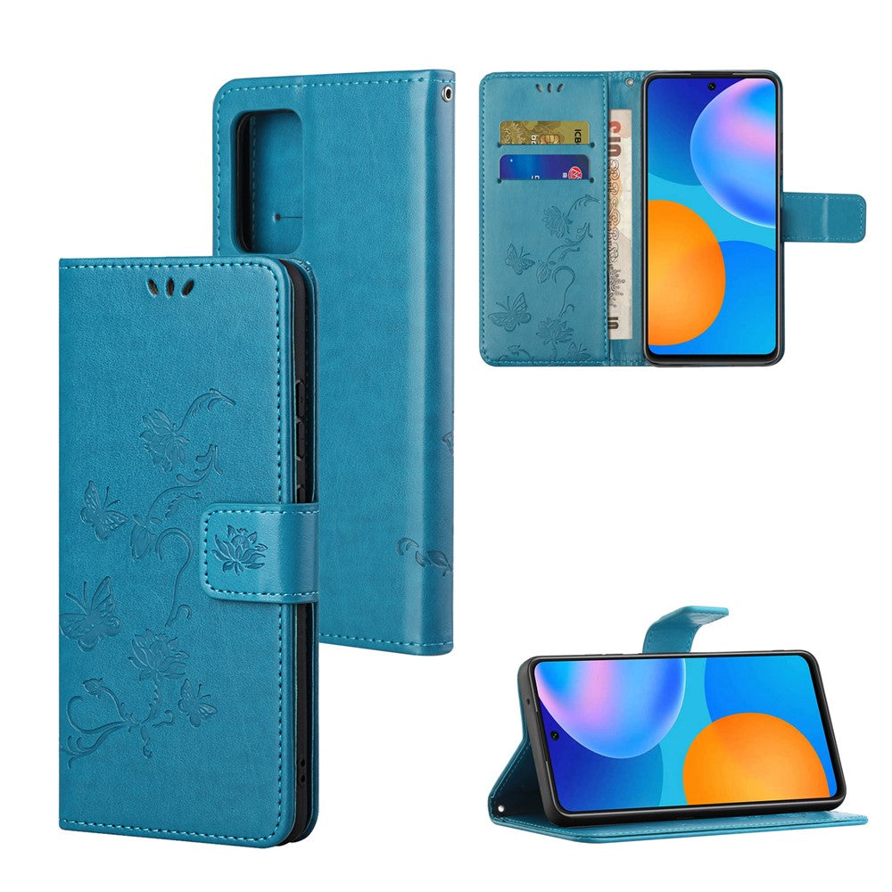 Imprint Butterfly Flower Leather Wallet Stand Case Cover for Xiaomi Redmi Note 10 5G/Poco M3 Pro 5G/4G