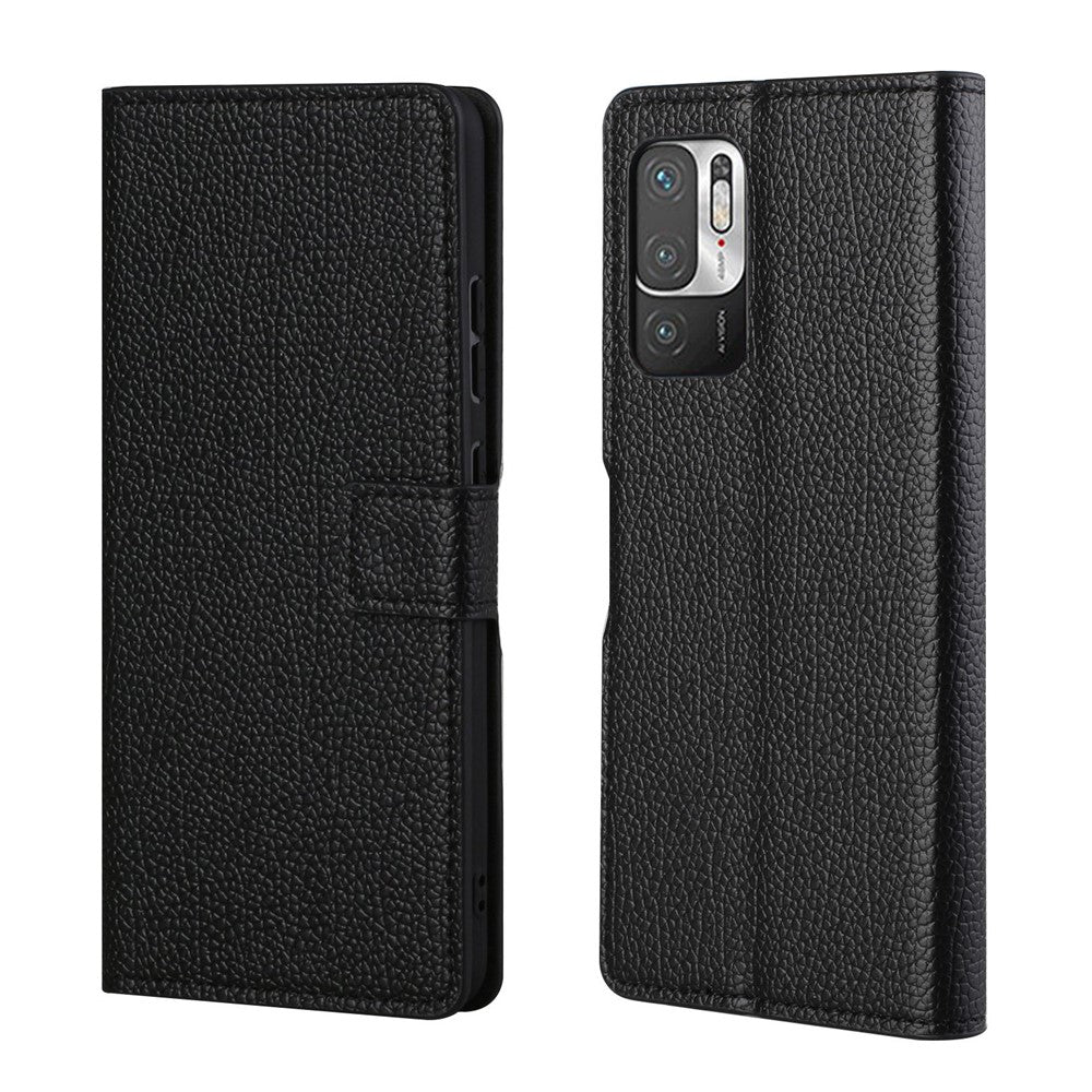 Litchi Skin Plånboksfodral i Läder för Xiaomi Redmi Note 10 5G / Poco M3 Pro 5G / 4G Flip Mobilmobilfodral
