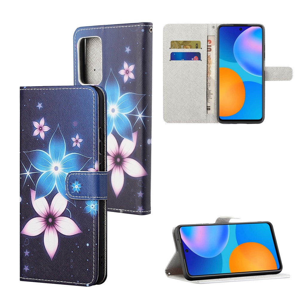 3D Pattern Printing Cross Texture Leather Wallet Stand Protective Phone Case Shell for Xiaomi Redmi Note 10 5G/Poco M3 Pro 5G/4G