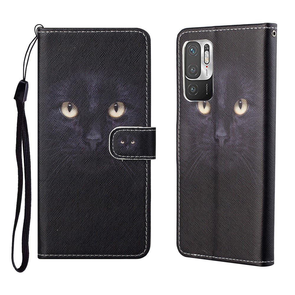 3D Pattern Printing Cross Texture Leather Wallet Stand Protective Phone Case Shell for Xiaomi Redmi Note 10 5G/Poco M3 Pro 5G/4G