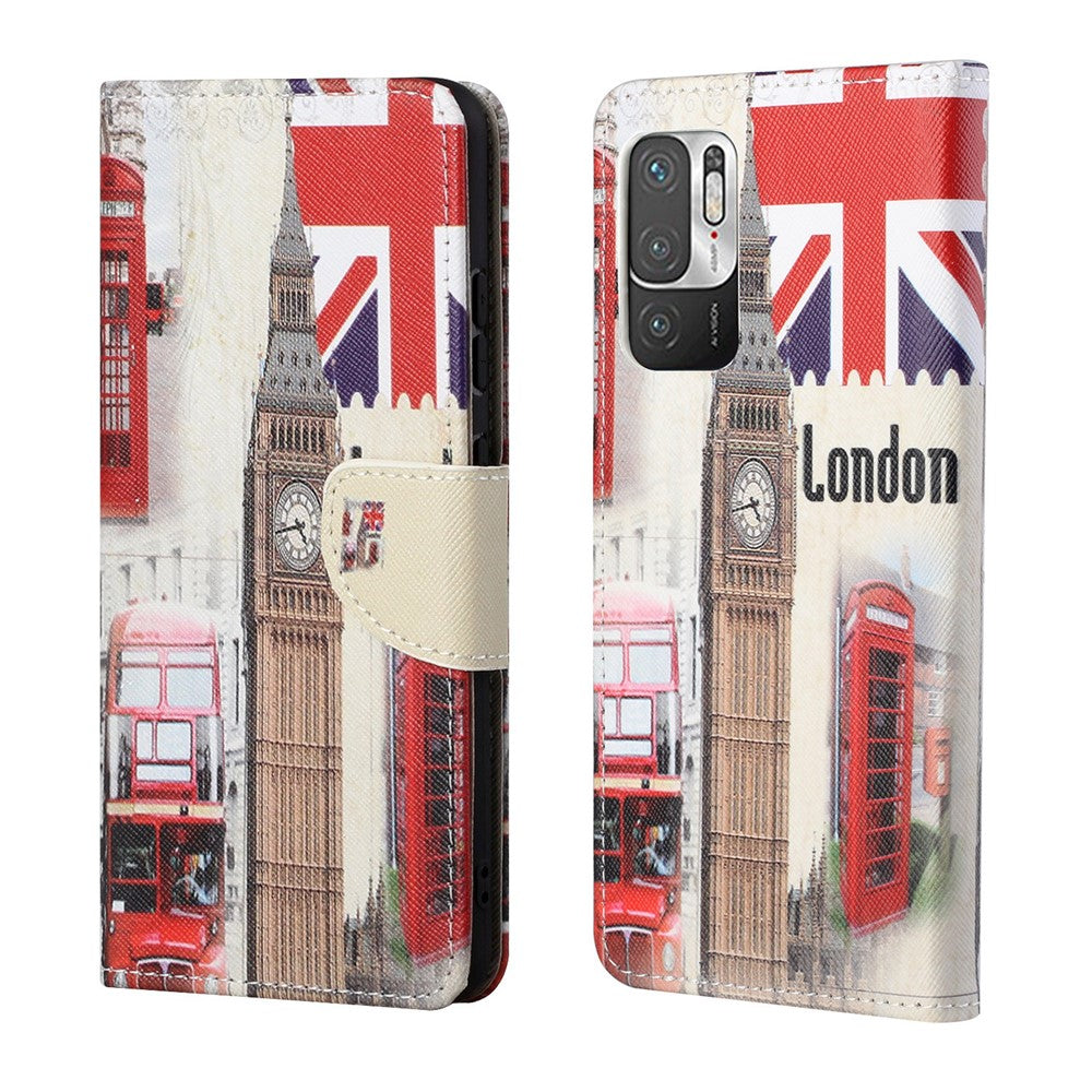 Pattern Printing Cross Texture Wallet Stand Design Leather Phone Case Shell for Xiaomi Redmi Note 10 5G/Poco M3 Pro 5G/4G