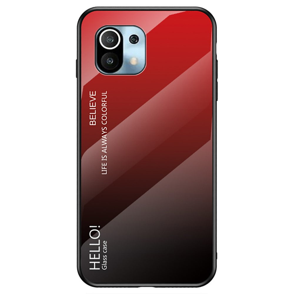 Color Gradient Design Well-Protected Anti-Scratch Tempered Glass Cell Phone Back Case for Xiaomi Mi 11 Lite 4G / 5G / 11 Lite 5G NE