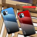 Color Gradient Design Well-Protected Anti-Scratch Tempered Glass Cell Phone Back Case for Xiaomi Mi 11 Lite 4G / 5G / 11 Lite 5G NE