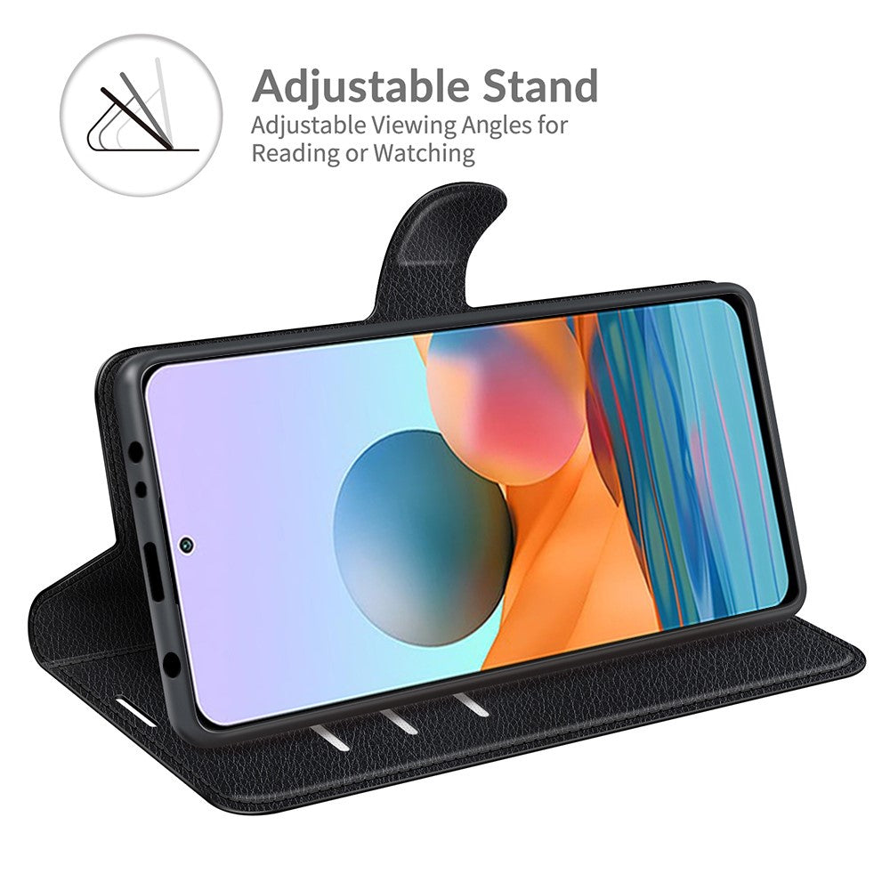 Wallet Design Litchi Texture Leather Phone Case with Stand for Xiaomi Redmi Note 10 Pro