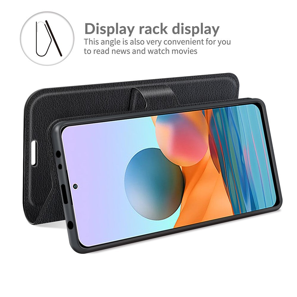 Wallet Design Litchi Texture Leather Phone Case with Stand for Xiaomi Redmi Note 10 Pro