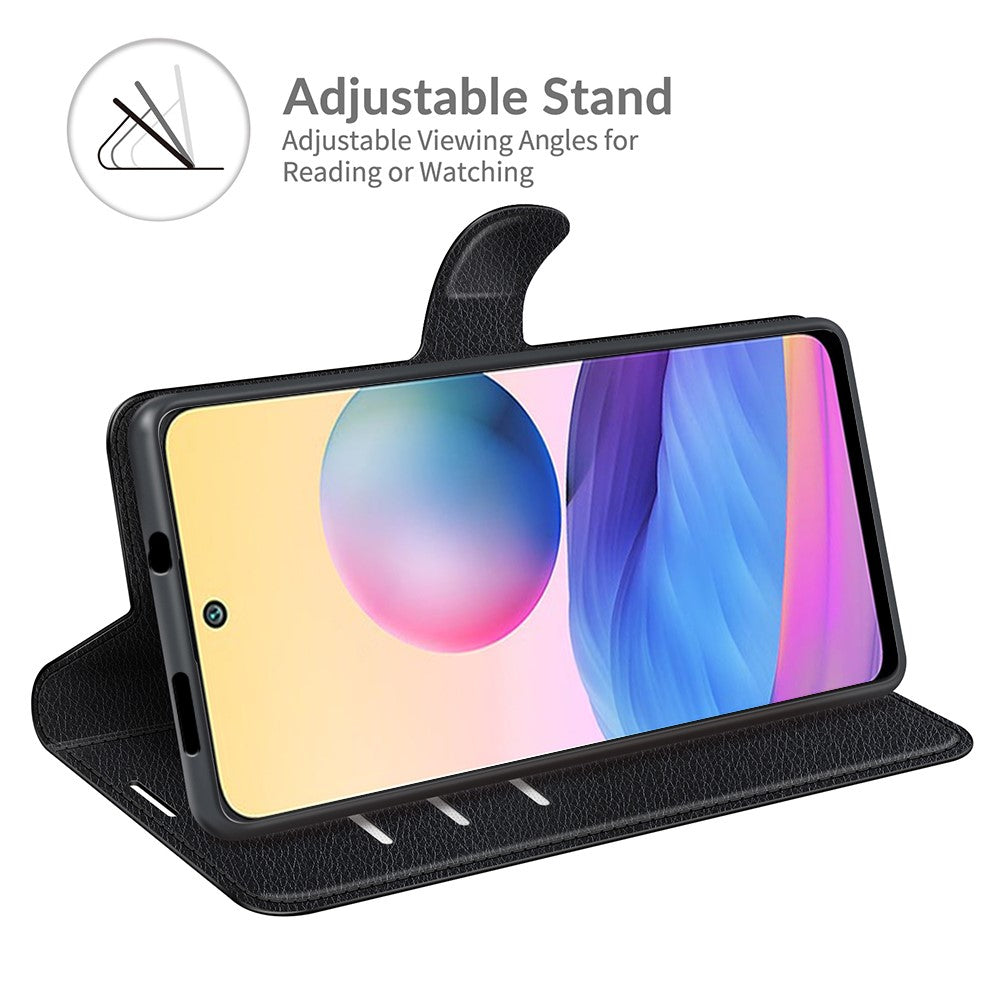 Wallet Design Folio Flip Litchi Texture Leather Phone Case with Stand for Xiaomi Redmi Note 10 5G/Poco M3 Pro 5G/4G