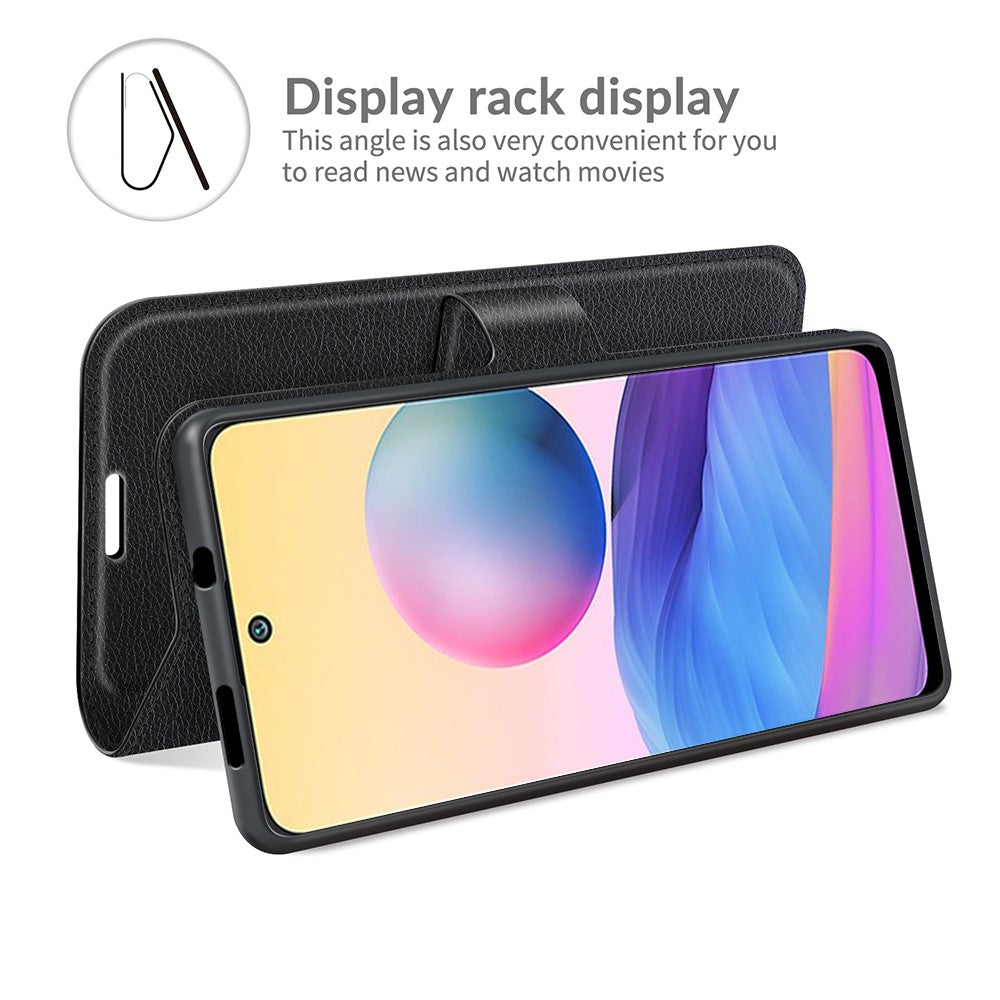 Wallet Design Folio Flip Litchi Texture Leather Phone Case with Stand for Xiaomi Redmi Note 10 5G/Poco M3 Pro 5G/4G
