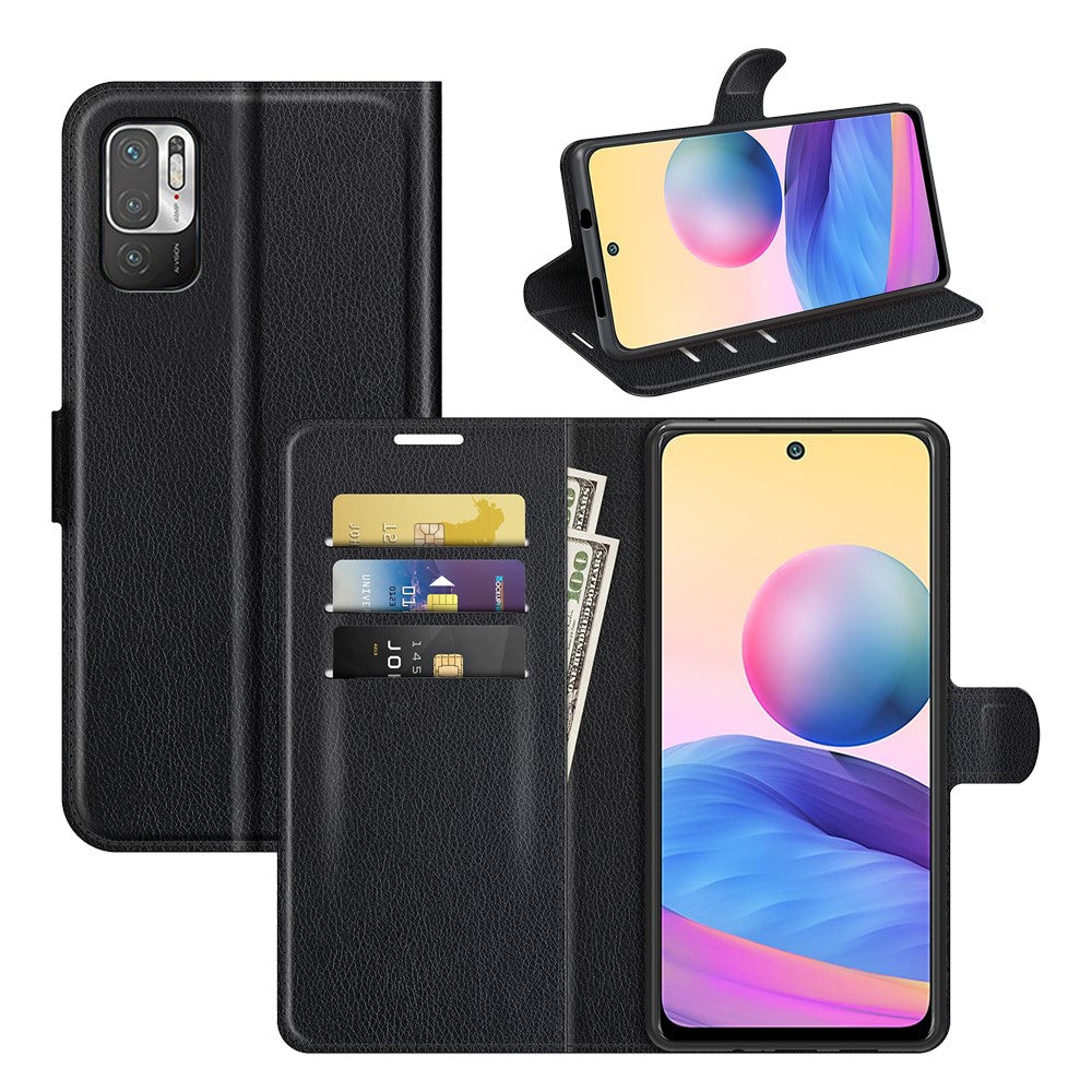 Wallet Design Folio Flip Litchi Texture Leather Phone Case with Stand for Xiaomi Redmi Note 10 5G/Poco M3 Pro 5G/4G