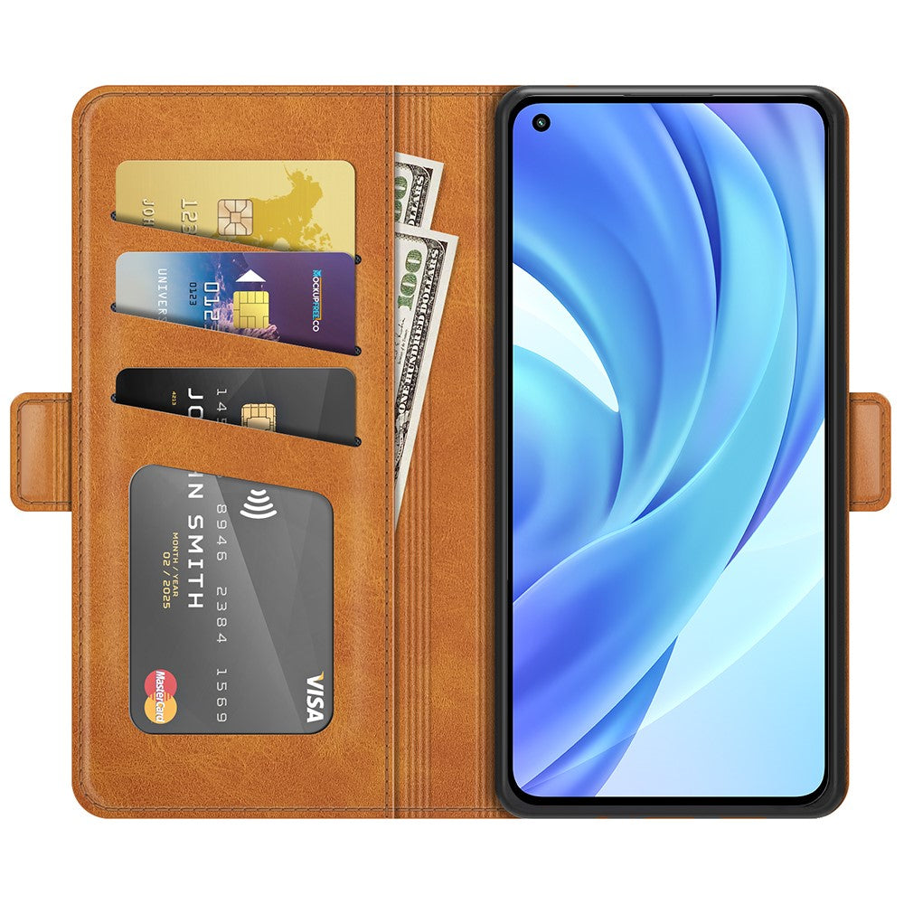 Magnetic Double Clasp PU Leather Wallet Stand Case Shell for Xiaomi Mi 11 Lite 4G / 5G / 11 Lite 5G NE