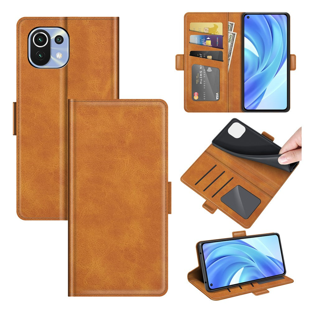 Magnetic Double Clasp PU Leather Wallet Stand Case Shell for Xiaomi Mi 11 Lite 4G / 5G / 11 Lite 5G NE