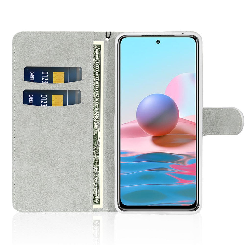 Wallet Stand Design Glittery Powder Splicing Leather Case for Xiaomi Redmi Note 10 4G / Redmi Note 10S / Poco M5s 4G