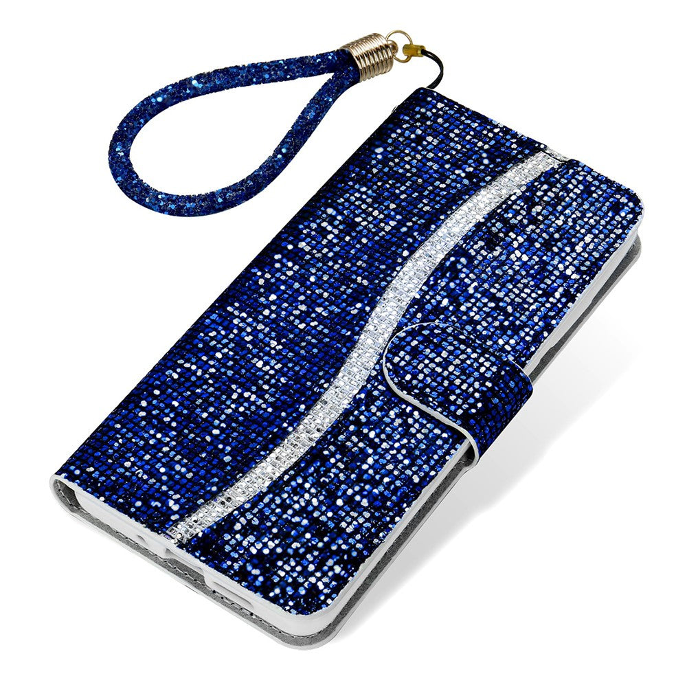 Wallet Stand Design Glittery Powder Splicing Leather Case for Xiaomi Redmi Note 10 4G / Redmi Note 10S / Poco M5s 4G
