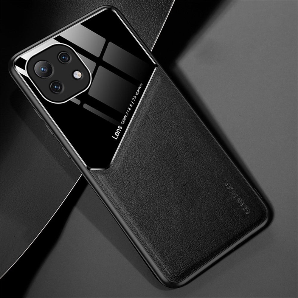 Leather Coated Hybrid Case Precise Cut-Out Cover with Built-in Magnetic Metal Sheet Design for Xiaomi Mi 11 Lite 4G / 5G / 11 Lite 5G NE