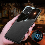 Leather Coated Hybrid Case Precise Cut-Out Cover with Built-in Magnetic Metal Sheet Design for Xiaomi Mi 11 Lite 4G / 5G / 11 Lite 5G NE