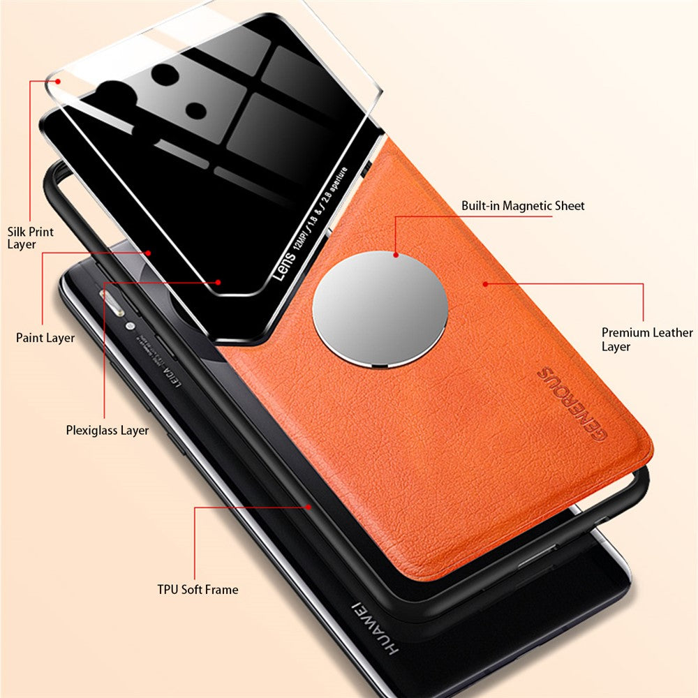 Leather Coated Hybrid Case Precise Cut-Out Cover with Built-in Magnetic Metal Sheet Design for Xiaomi Mi 11 Lite 4G / 5G / 11 Lite 5G NE