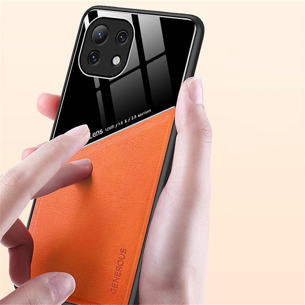 Leather Coated Hybrid Case Precise Cut-Out Cover with Built-in Magnetic Metal Sheet Design for Xiaomi Mi 11 Lite 4G / 5G / 11 Lite 5G NE