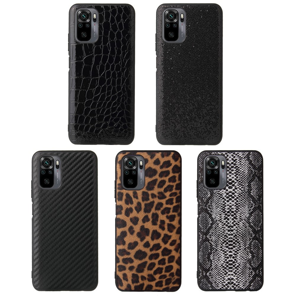 Textured PU Leather Coated TPU+PC Protective Phone Cover Case for Xiaomi Redmi Note 10 4G / Note 10S / Poco M5s 4G