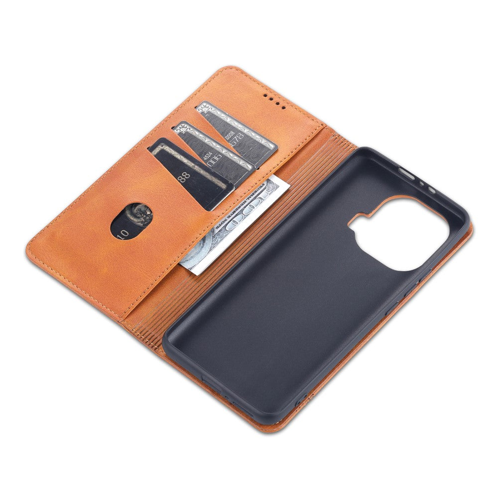 AZNS Auto-absorbed Magnetic Leather Case Stand Wallet Phone Shell for Xiaomi Mi 11 Pro