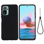 Liquid Silicone Soft Cover Case with Handy Strap for Xiaomi Redmi Note 10 4G / Redmi Note 10S / Poco M5s 4G