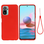 Liquid Silicone Soft Cover Case with Handy Strap for Xiaomi Redmi Note 10 4G / Redmi Note 10S / Poco M5s 4G