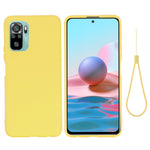 Liquid Silicone Soft Cover Case with Handy Strap for Xiaomi Redmi Note 10 4G / Redmi Note 10S / Poco M5s 4G