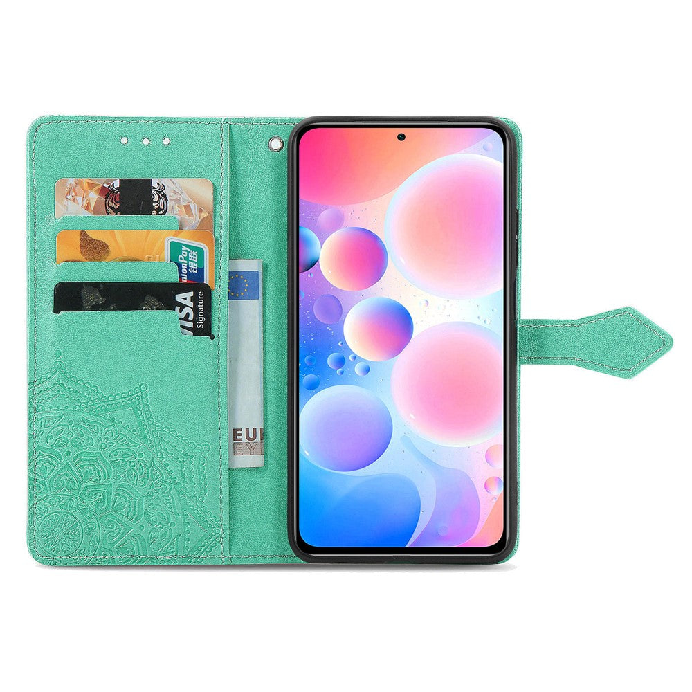 Embossed Mandala Flower PU Leather Case Stand Wallet for Xiaomi Redmi Note 10 Pro Max / Redmi Note 10 Pro (EU Version)
