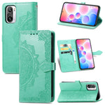 Embossed Mandala Flower PU Leather Case Stand Wallet for Xiaomi Redmi Note 10 Pro Max / Redmi Note 10 Pro (EU Version)