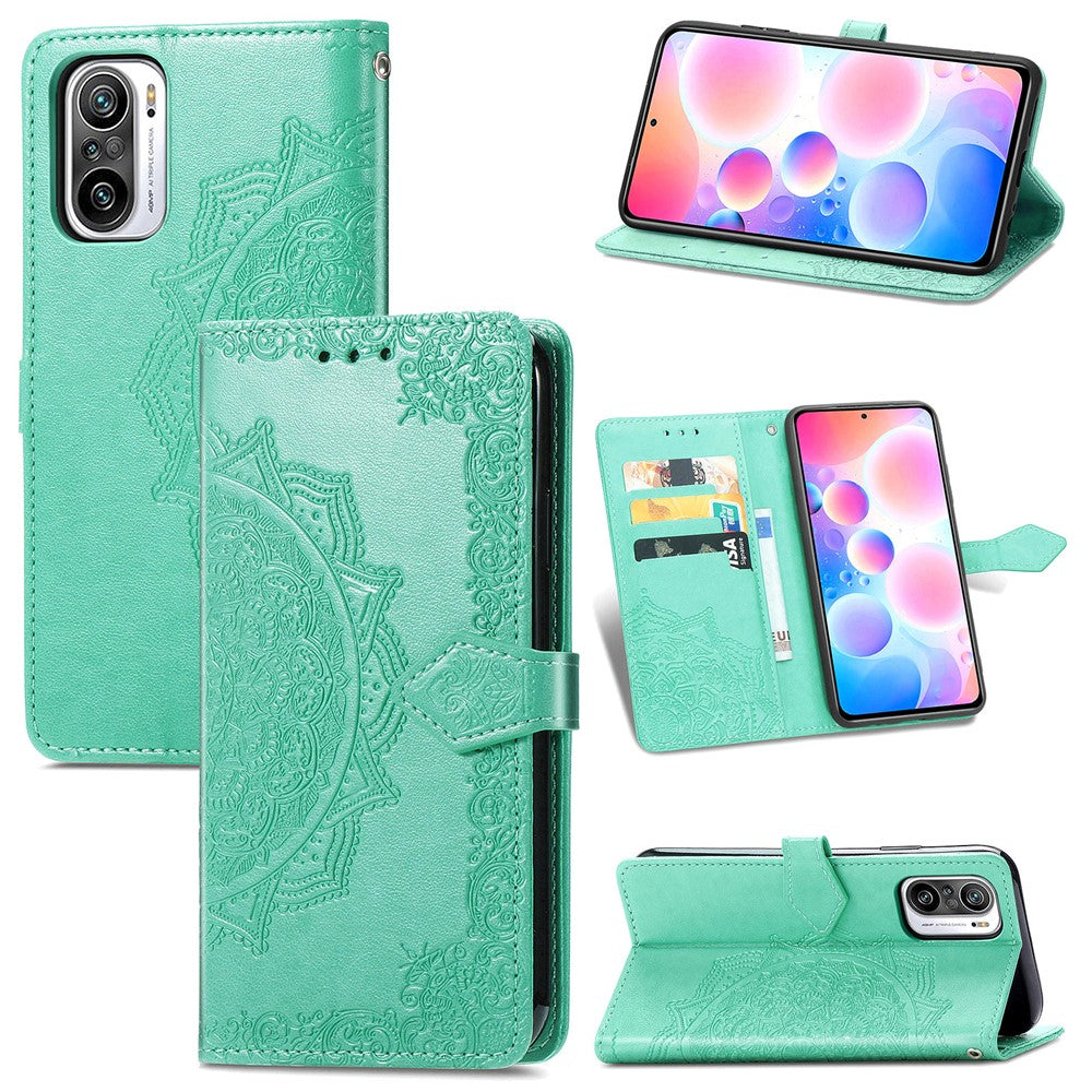 Embossed Mandala Flower PU Leather Case Stand Wallet for Xiaomi Redmi Note 10 Pro Max / Redmi Note 10 Pro (EU Version)