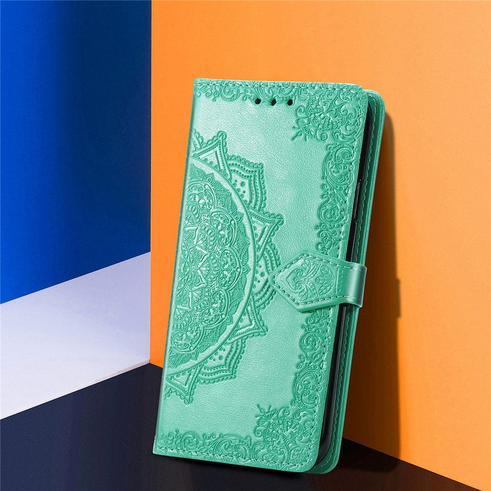 Embossed Mandala Flower PU Leather Case Stand Wallet for Xiaomi Redmi Note 10 Pro Max / Redmi Note 10 Pro (EU Version)