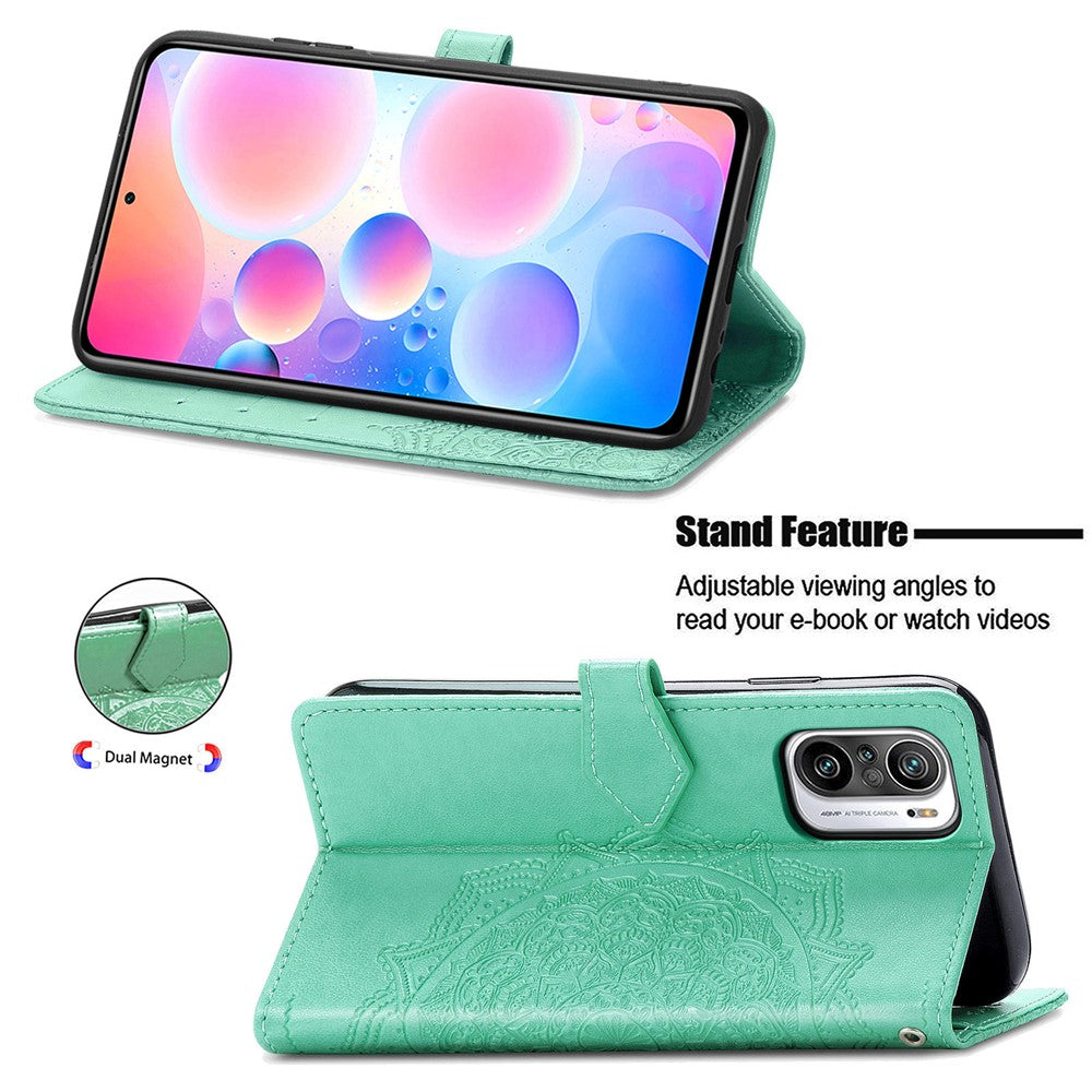 Embossed Mandala Flower PU Leather Case Stand Wallet for Xiaomi Redmi Note 10 Pro Max / Redmi Note 10 Pro (EU Version)
