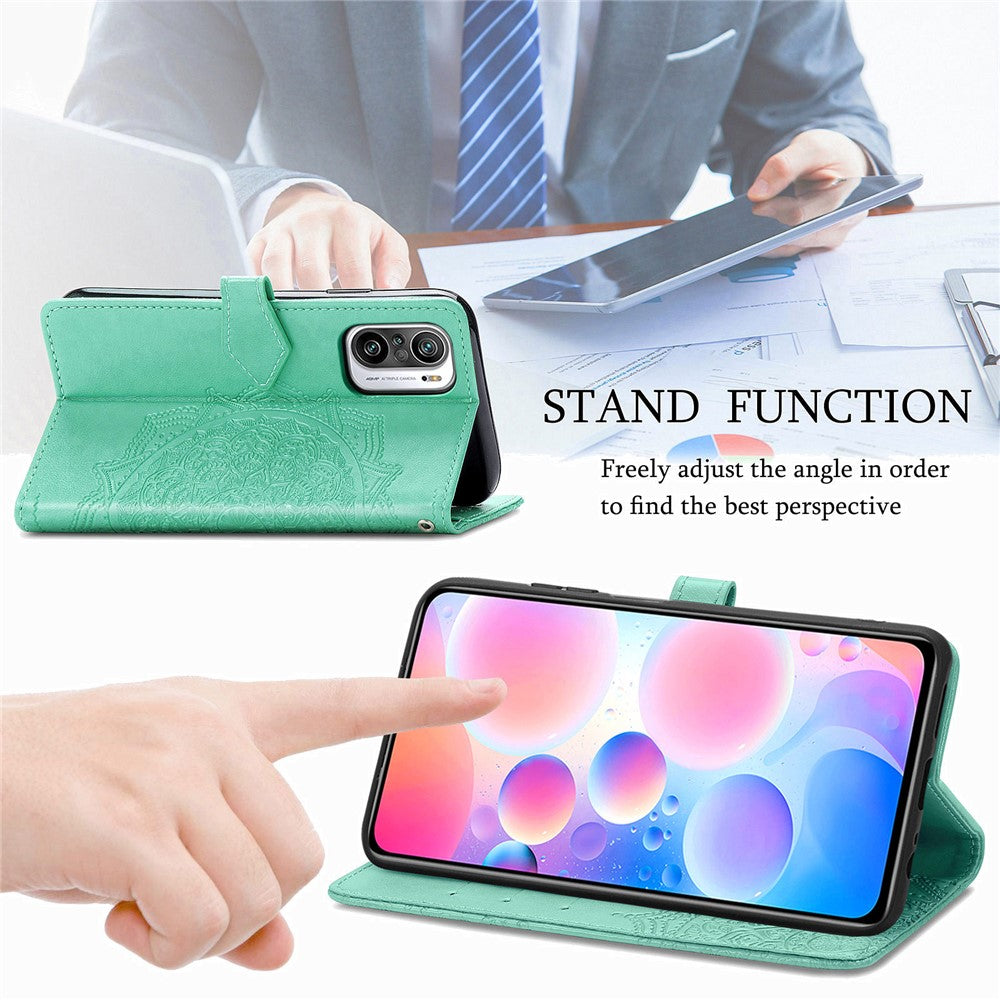 Embossed Mandala Flower PU Leather Case Stand Wallet for Xiaomi Redmi Note 10 Pro Max / Redmi Note 10 Pro (EU Version)