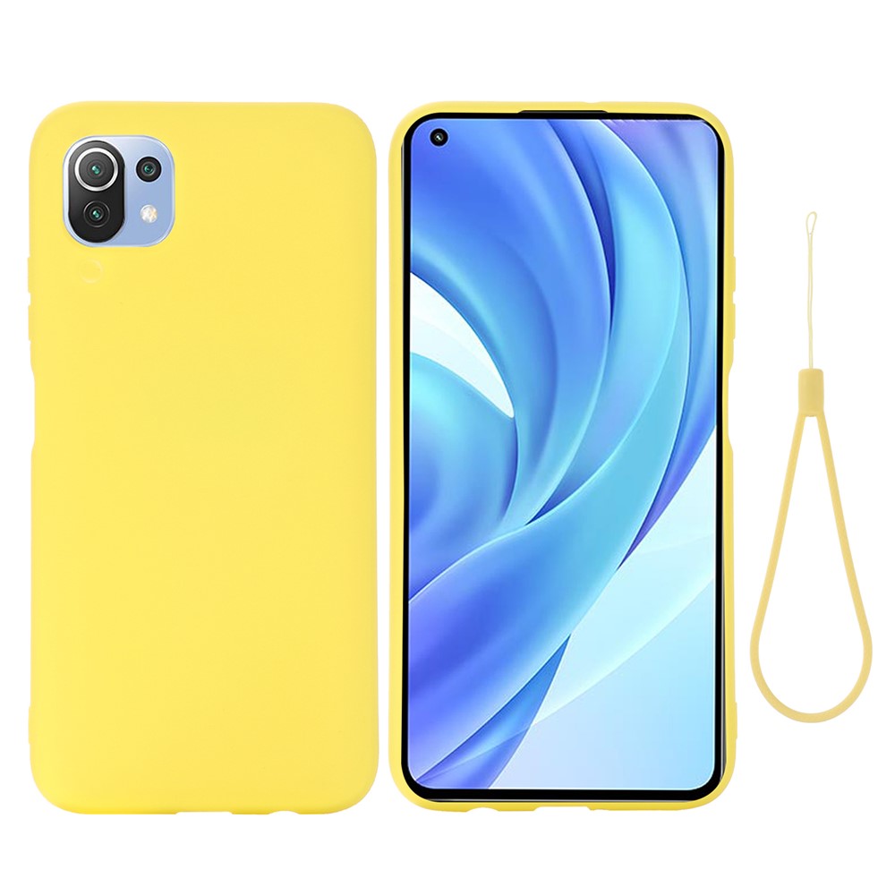Flytande silikonmobilskyddsfodral med rem för Xiaomi Mi 11 Lite 4G / 5G / 11 Lite 5G NE