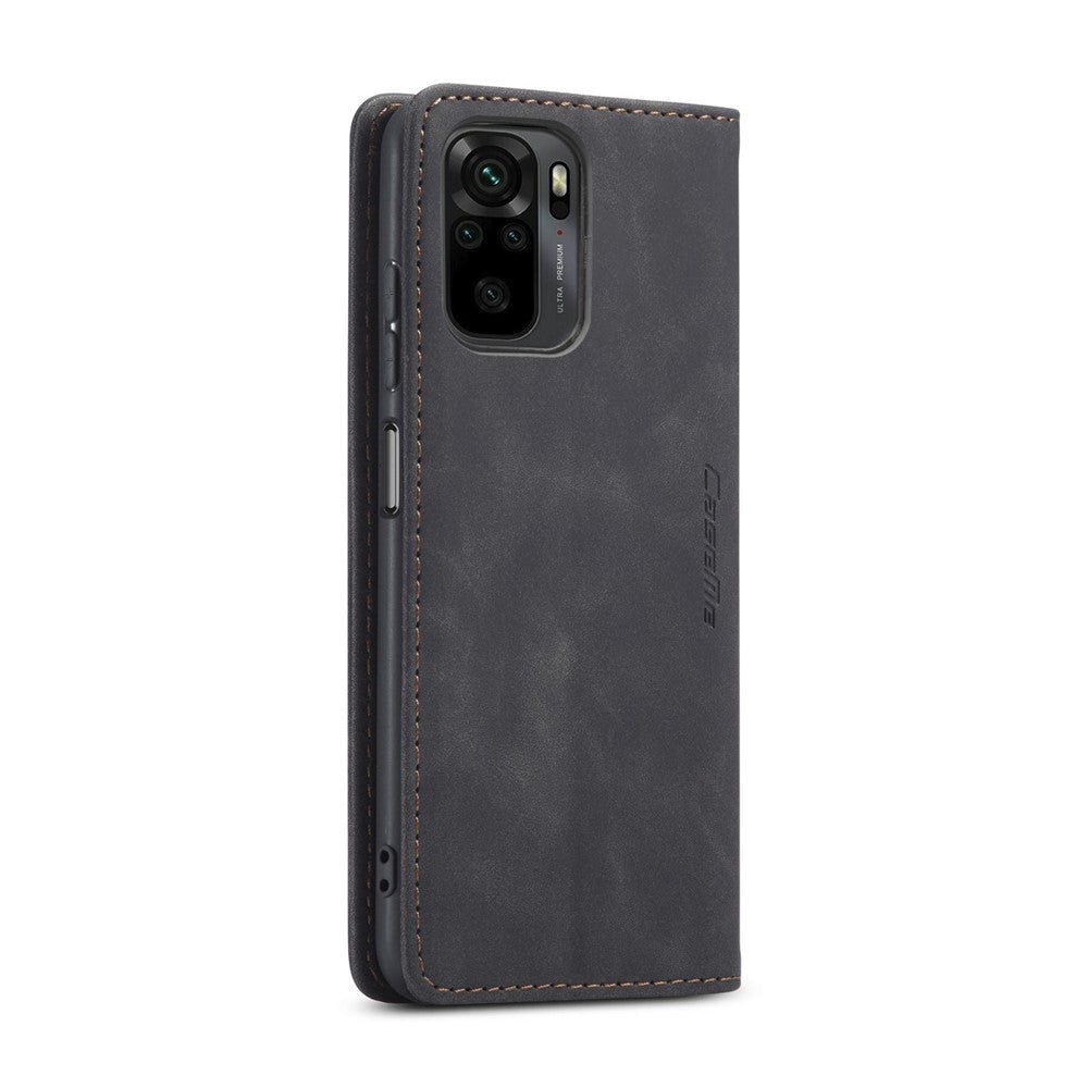 CASEME 013 Series Simple Design Automatic Suction Leather Wallet Stand Case for Xiaomi Redmi Note 10 4G / Note 10S / Poco M5s 4G