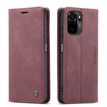 CASEME 013 Series Simple Design Automatic Suction Leather Wallet Stand Case for Xiaomi Redmi Note 10 4G / Note 10S / Poco M5s 4G