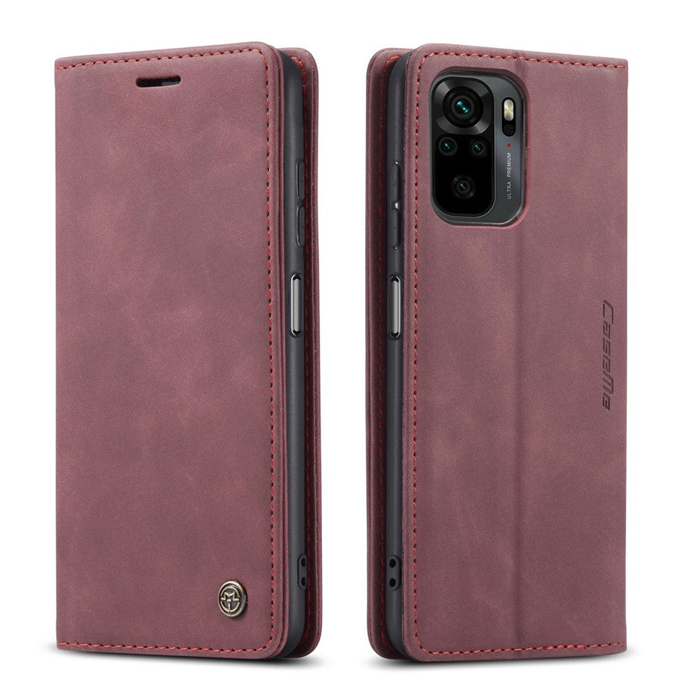 CASEME 013 Series Simple Design Automatic Suction Leather Wallet Stand Case for Xiaomi Redmi Note 10 4G / Note 10S / Poco M5s 4G