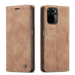 CASEME 013 Series Simple Design Automatic Suction Leather Wallet Stand Case for Xiaomi Redmi Note 10 4G / Note 10S / Poco M5s 4G