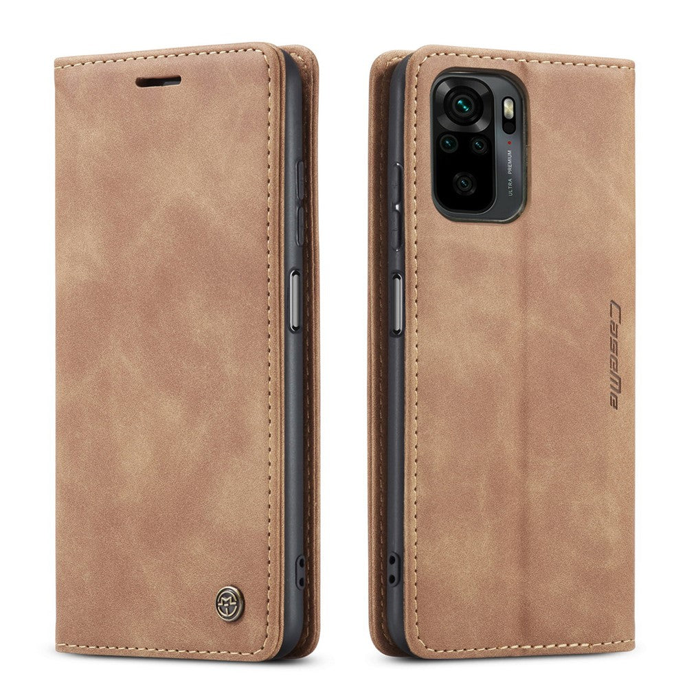 CASEME 013 Series Simple Design Automatic Suction Leather Wallet Stand Case for Xiaomi Redmi Note 10 4G / Note 10S / Poco M5s 4G