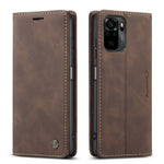 CASEME 013 Series Simple Design Automatic Suction Leather Wallet Stand Case for Xiaomi Redmi Note 10 4G / Note 10S / Poco M5s 4G