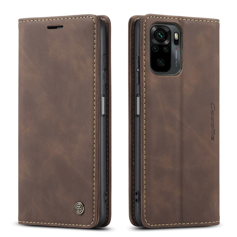 CASEME 013 Series Simple Design Automatic Suction Leather Wallet Stand Case for Xiaomi Redmi Note 10 4G / Note 10S / Poco M5s 4G