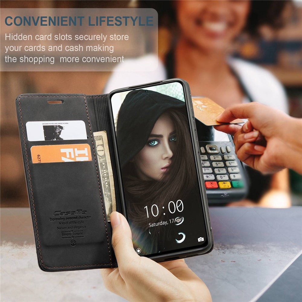 CASEME 013 Series Brief Design Automatic Suction Leather Wallet Case for Xiaomi Redmi Note 10 Pro 4G (India)/(Global)/Note 10 Pro Max
