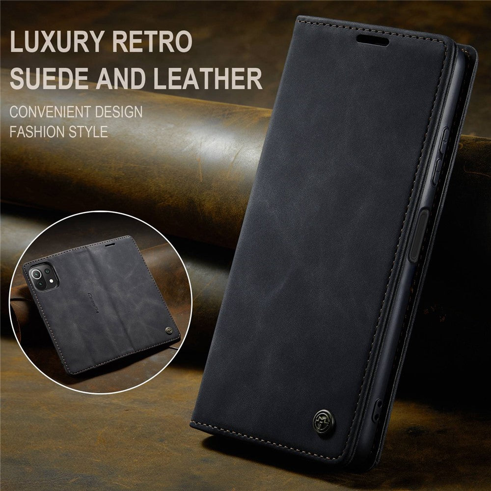 CASEME 013 Series Automatic Suction Simple Design Leather Wallet Case for Xiaomi Mi 11 Lite 4G / 5G / 11 Lite 5G NE