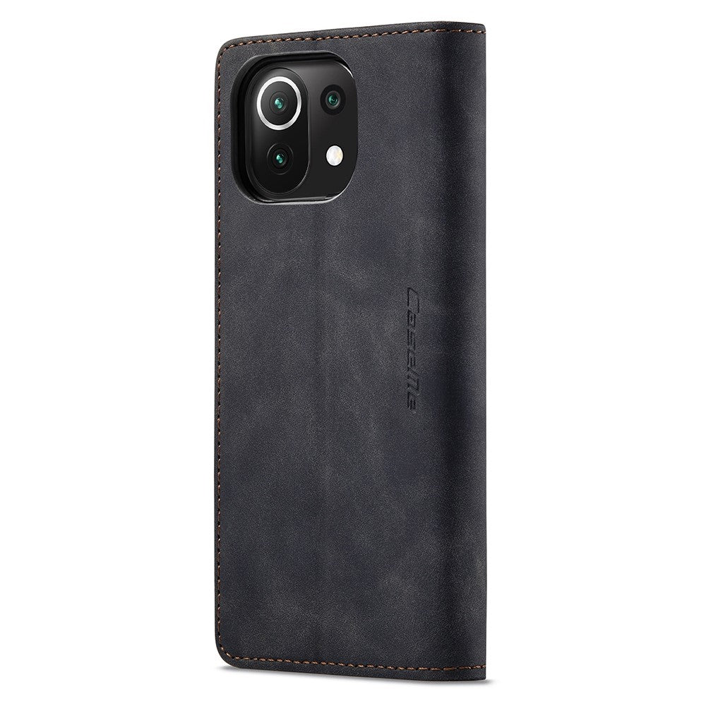 CASEME 013 Series Automatic Suction Simple Design Leather Wallet Case for Xiaomi Mi 11 Lite 4G / 5G / 11 Lite 5G NE