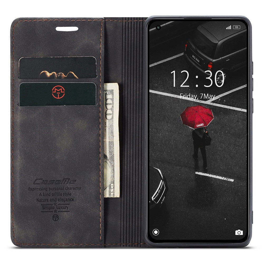 CASEME 013 Series Automatic Suction Simple Design Leather Wallet Case for Xiaomi Mi 11 Lite 4G / 5G / 11 Lite 5G NE