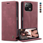 CASEME 013 Series Automatic Suction Simple Design Leather Wallet Case for Xiaomi Mi 11 Lite 4G / 5G / 11 Lite 5G NE
