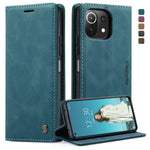 CASEME 013 Series Automatic Suction Simple Design Leather Wallet Case for Xiaomi Mi 11 Lite 4G / 5G / 11 Lite 5G NE