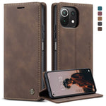 CASEME 013 Series Automatic Suction Simple Design Leather Wallet Case for Xiaomi Mi 11 Lite 4G / 5G / 11 Lite 5G NE