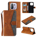 Splicing Stitching Skin-touch PU Leather Case Stand Protector Cover for Xiaomi Mi 11 Pro