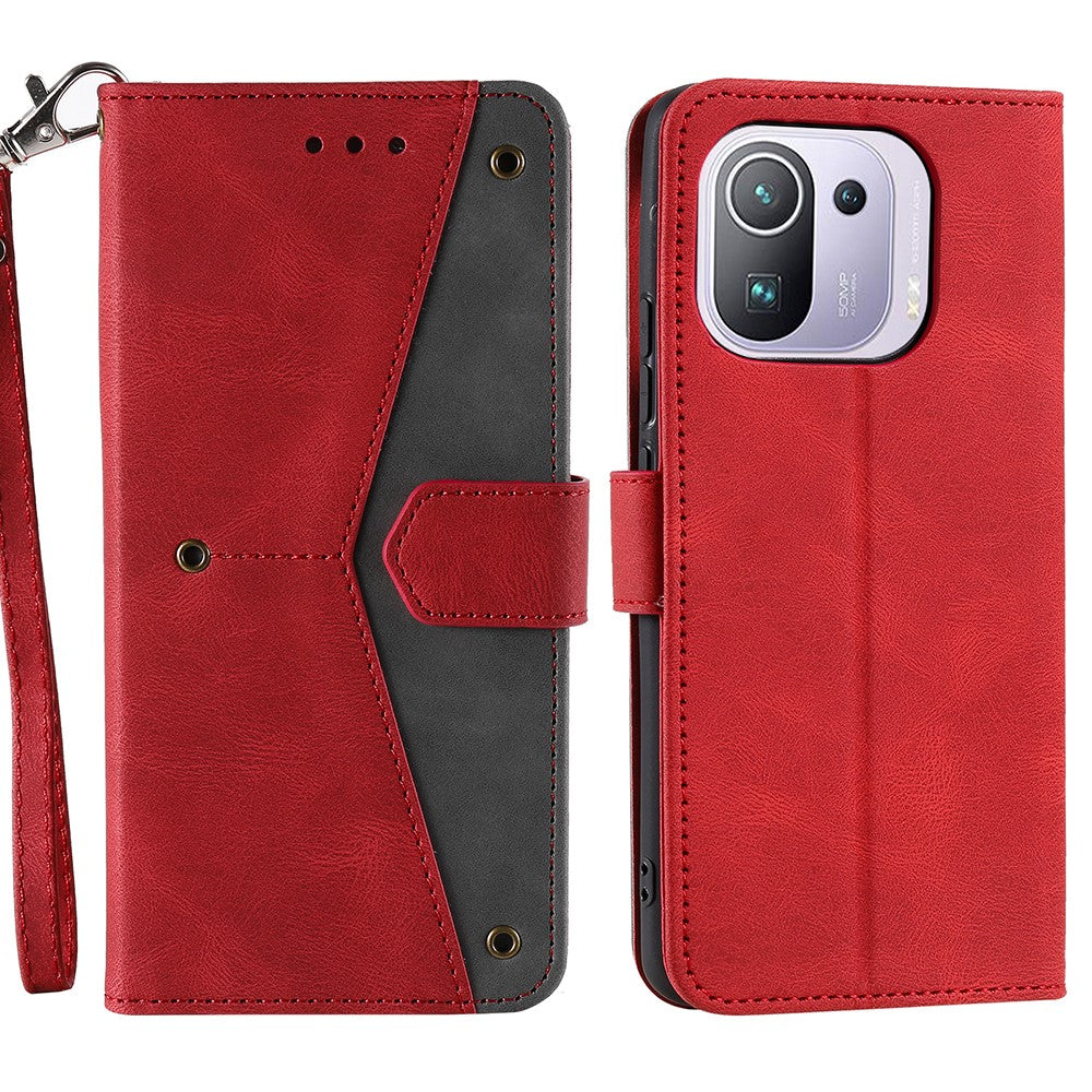 Splicing Stitching Skin-touch PU Leather Case Stand Protector Cover for Xiaomi Mi 11 Pro
